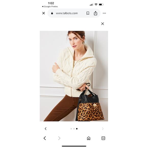 Talbots Hobo Bag Leopard Leather Calf Hair - Picture 11 of 11